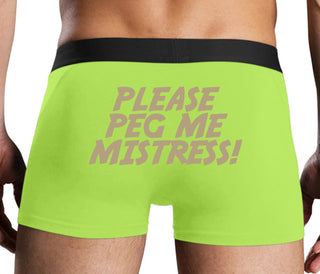 Please Peg Me Mistress - Neon Yellow Boxer Brief