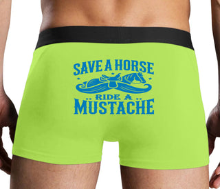 Save A Horse Ride A Mustache - Neon Yellow Boxer Brief