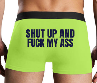 Shut Up and Fuck My Ass - Neon Yellow Boxer Brief