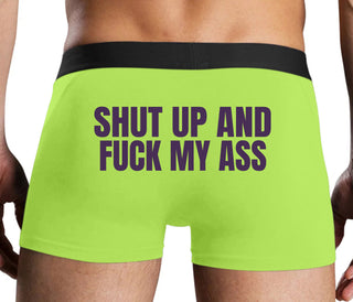 Shut Up and Fuck My Ass - Neon Yellow Boxer Brief