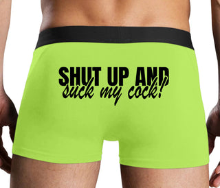 Shut Up and Suck My Cock - Neon Yellow Boxer Brief