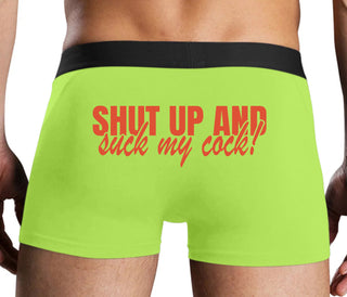 Shut Up and Suck My Cock - Neon Yellow Boxer Brief