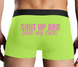 Shut Up and Suck My Cock - Neon Yellow Boxer Brief