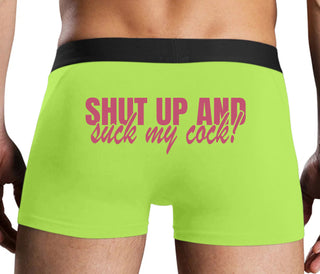 Shut Up and Suck My Cock - Neon Yellow Boxer Brief