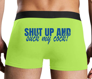 Shut Up and Suck My Cock - Neon Yellow Boxer Brief
