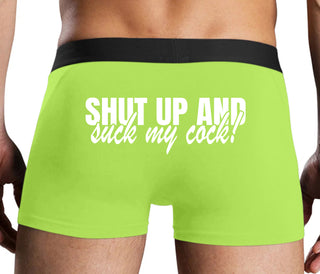 Shut Up and Suck My Cock - Neon Yellow Boxer Brief
