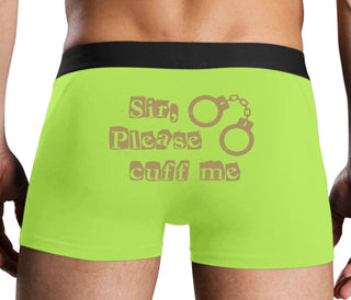 Sir Please Cuff Me - Neon Yellow Boxer Brief