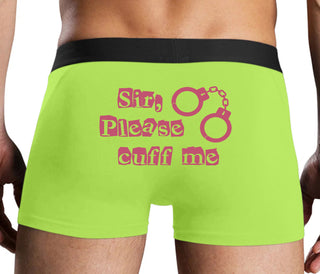 Sir Please Cuff Me - Neon Yellow Boxer Brief