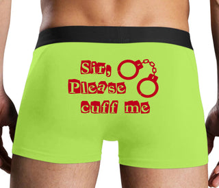 Sir Please Cuff Me - Neon Yellow Boxer Brief