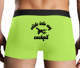 Slide Into My Cockpit - Neon Yellow Boxer Brief