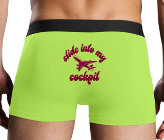 Slide Into My Cockpit - Neon Yellow Boxer Brief
