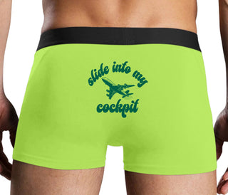 Slide Into My Cockpit - Neon Yellow Boxer Brief