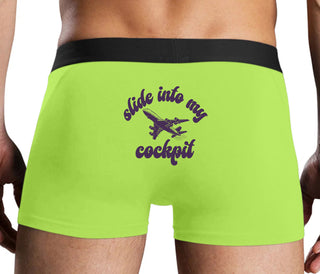 Slide Into My Cockpit - Neon Yellow Boxer Brief
