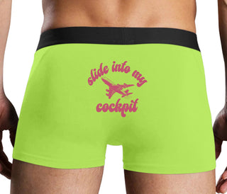 Slide Into My Cockpit - Neon Yellow Boxer Brief
