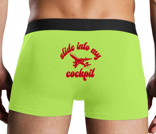 Slide Into My Cockpit - Neon Yellow Boxer Brief