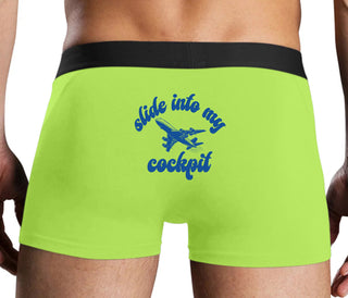 Slide Into My Cockpit - Neon Yellow Boxer Brief