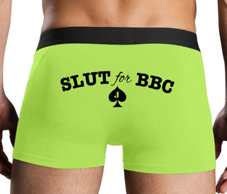 Slut For Big Black Cock - Jack Of Spades - Neon Yellow Boxer Brief