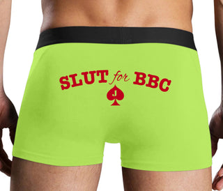 Slut For Big Black Cock - Jack Of Spades - Neon Yellow Boxer Brief