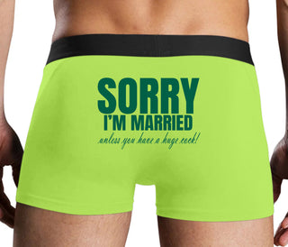 Sorry I'm Married Unless You Have A Huge Cock - Neon Yellow Boxer Brief
