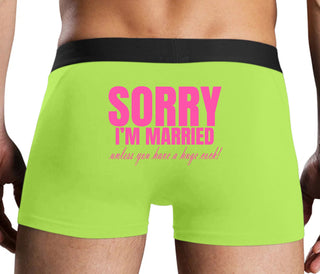 Sorry I'm Married Unless You Have A Huge Cock - Neon Yellow Boxer Brief