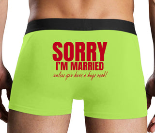Sorry I'm Married Unless You Have A Huge Cock - Neon Yellow Boxer Brief