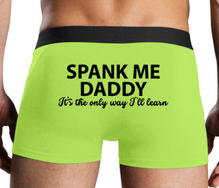 Spank Me Daddy It's The Only Way I'll Learn - Neon Yellow Boxer Brief
