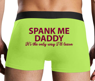 Spank Me Daddy It's The Only Way I'll Learn - Neon Yellow Boxer Brief