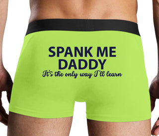 Spank Me Daddy It's The Only Way I'll Learn - Neon Yellow Boxer Brief