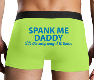 Spank Me Daddy It's The Only Way I'll Learn - Neon Yellow Boxer Brief