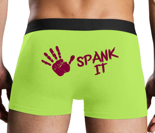 Spank It - Cute Hand Print - Neon Yellow Boxer Brief