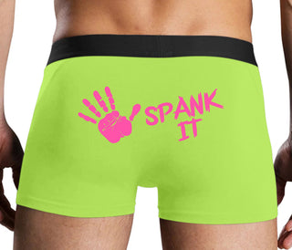 Spank It - Cute Hand Print - Neon Yellow Boxer Brief