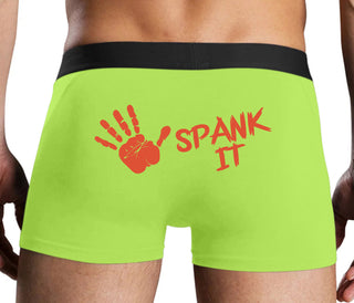 Spank It - Cute Hand Print - Neon Yellow Boxer Brief