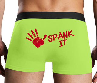 Spank It - Cute Hand Print - Neon Yellow Boxer Brief