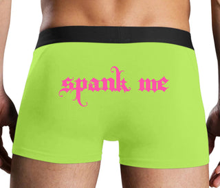 Spank Me - Goth Font - Neon Yellow Boxer Brief