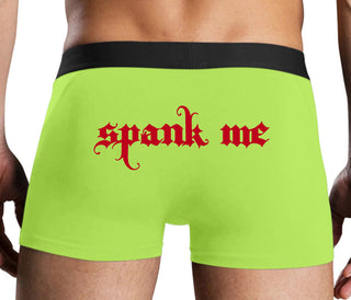 Spank Me - Goth Font - Neon Yellow Boxer Brief