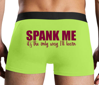 Spank Me It's The Only Way I Will Learn - Neon Yellow Boxer Brief