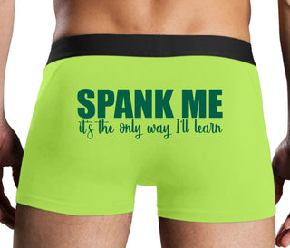 Spank Me It's The Only Way I Will Learn - Neon Yellow Boxer Brief