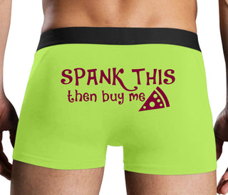 Spank This Ass And Buy Me Pizza - Neon Yellow Boxer Brief