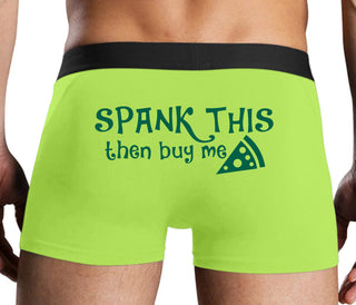 Spank This Ass And Buy Me Pizza - Neon Yellow Boxer Brief