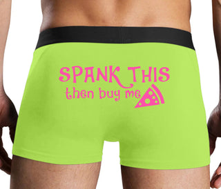 Spank This Ass And Buy Me Pizza - Neon Yellow Boxer Brief