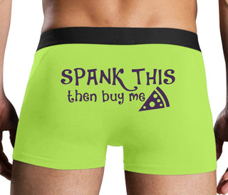 Spank This Ass And Buy Me Pizza - Neon Yellow Boxer Brief