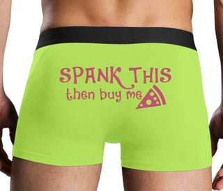 Spank This Ass And Buy Me Pizza - Neon Yellow Boxer Brief