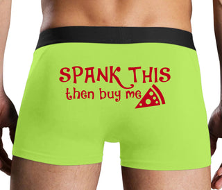 Spank This Ass And Buy Me Pizza - Neon Yellow Boxer Brief