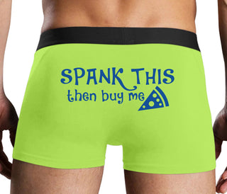Spank This Ass And Buy Me Pizza - Neon Yellow Boxer Brief