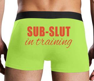 Sub Slut In Training - Neon Yellow Boxer Brief
