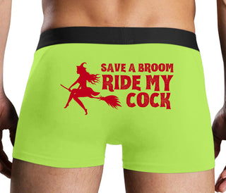 Save A Broom - Ride My Cock - Neon Yellow Boxer Brief