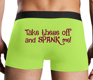 Take These Off And Spank Me - Neon Yellow Boxer Brief