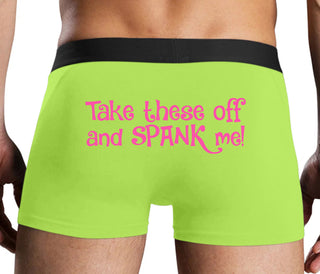 Take These Off And Spank Me - Neon Yellow Boxer Brief