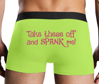 Take These Off And Spank Me - Neon Yellow Boxer Brief