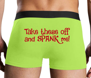 Take These Off And Spank Me - Neon Yellow Boxer Brief